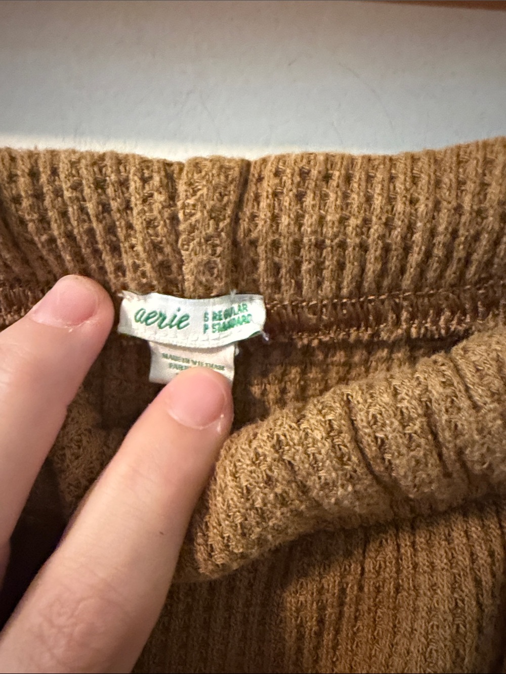 aerie Waffle Knit Joggers in Brown - Picture 2 of 5